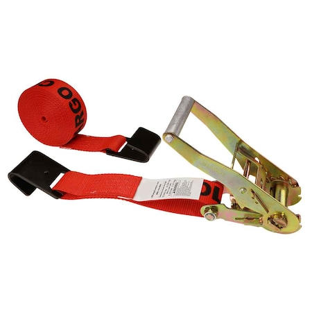 Us Cargo Control 2" x 27' Red Ratchet Strap w/ Black Flat Hook 5027FH-RED